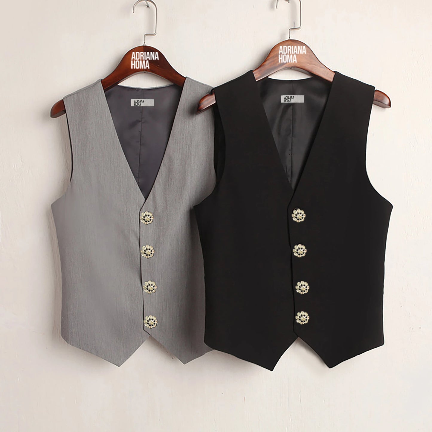 Mini vest with crystal buttons + pants
